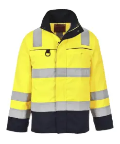 Portwest FR61 Bizflame Work Hi-Vis Multi-Norm Contrast FR Jacket in Yellow/Navy