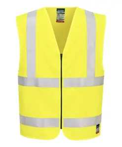Portwest FR615 Bizflame Hi-Vis FR Zip Vest in Yellow