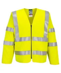 Portwest FR616 Bizflame Hi-Vis FR Long Sleeve Zip Vest in Yellow