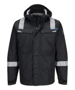 Portwest FR619 WX3 Modaflame Rain+ FR Shell Jacket in Black