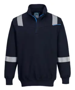 Portwest FR710 WX3 Modaflame Knit FR 1/4 Zip Sweatshirt in Navy