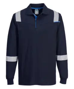 Portwest FR711 WX3 Modaflame Knit FR Long Sleeve Polo Shirt in Navy