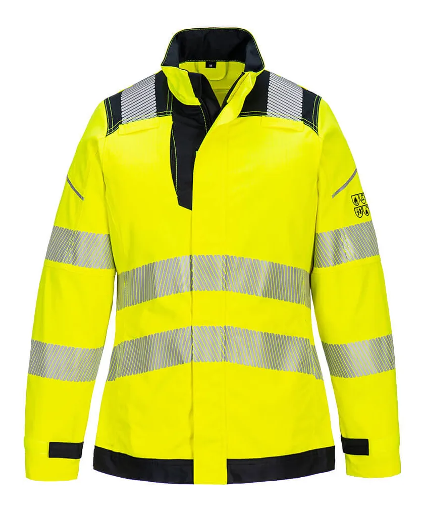 Portwest FR715 PW3 Modaflame Work Hi-Vis Multi-Norm FR Women's Jacket in Yellow/Black