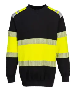 Portwest FR716 PW3 Modaflame Knit Hi-Vis Class 1 FR Sweatshirt in Yellow/Black