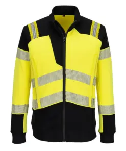 Portwest FR717 PW3 Modaflame Knit Hi-Vis FR Full Zip Sweatshirt in Yellow/Black