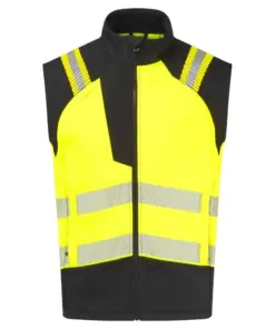 Portwest FR719 PW3 Modaflame Softshell Hi-Vis FR Gilet in Yellow/Black