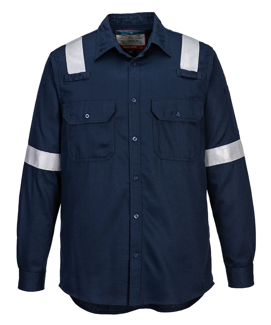 Portwest FR720 Bizflame Work Lightweight FR Shirt in Navy