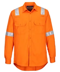 Portwest FR720 Bizflame Work Lightweight FR Shirt in Orange