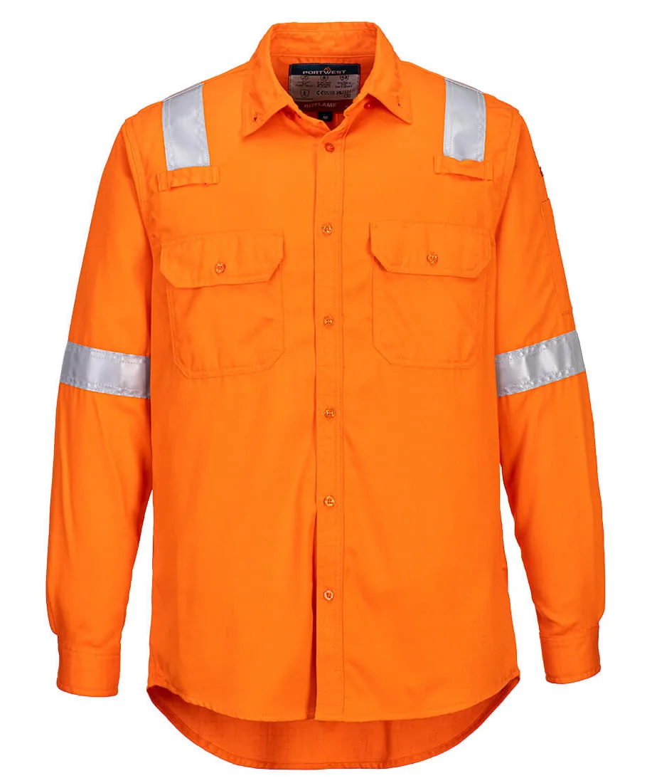 Portwest FR720 Bizflame Work Lightweight FR Shirt in Orange