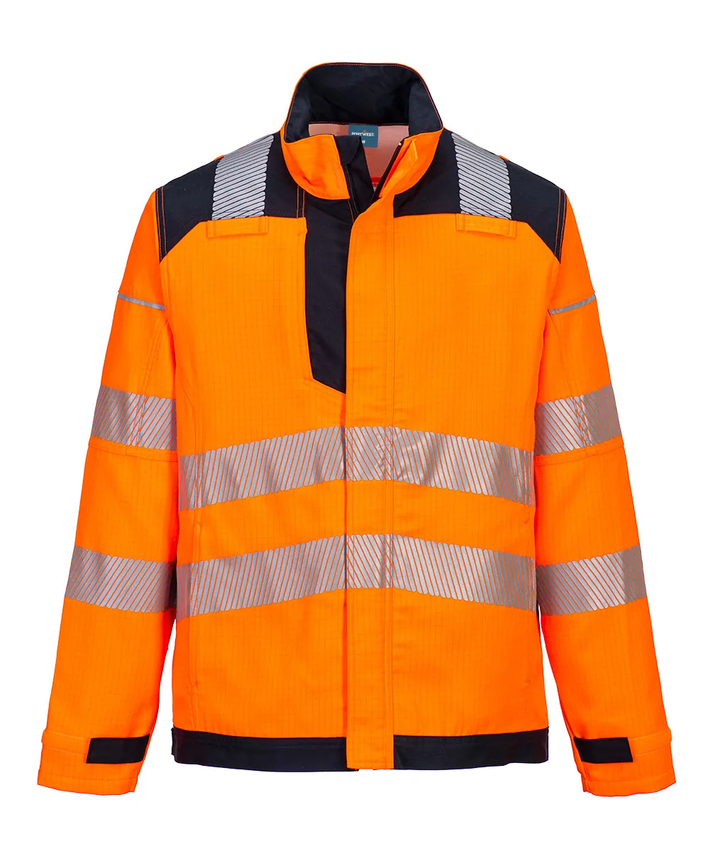 Portwest FR722 PW3 Modaflame Work HVO Multi-Norm FR Jacket in Orange/Navy