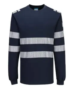 Portwest FR732 PW3 Modaflame Knit FR Long Sleeve T-Shirt in Navy