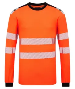 Portwest FR736 PW3 Modaflame Knit HVO FR Long Sleeve T-Shirt in Orange/Black
