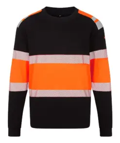 Portwest FR737 PW3 Modaflame Knit HVO Class 1 FR Sweatshirt in Orange/Black