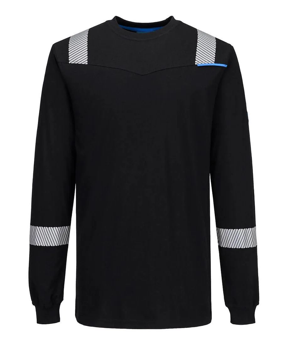 Portwest FR751 WX3 Modaflame Knit FR Long Sleeve T-Shirt in Black