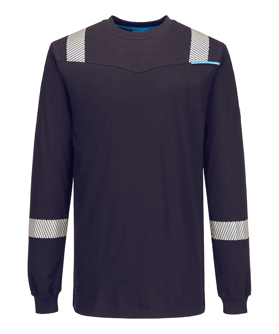 Portwest FR751 WX3 Modaflame Knit FR Long Sleeve T-Shirt in Navy
