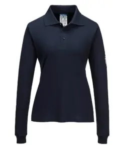 Portwest FR758 Modaflame Knit FR Women's Long Sleeve Polo Shirt in Navy