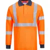Portwest FR76 Modaflame Knit HVO FR Long Sleeve Polo Shirt in Orange