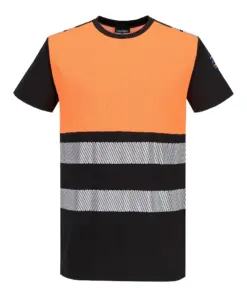 Portwest FR776 PW3 Modaflame Knit HVO Class 1 FR Short Sleeve T-Shirt in Orange/Black