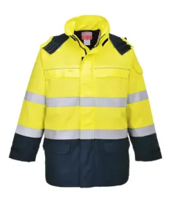 Portwest FR79 Bizflame Rain+ Hi-Vis Multi-Norm Constrast FR Jacket in Yellow/Navy