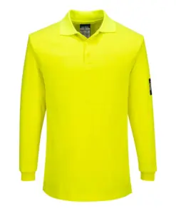 Portwest FR805 Modaflame Knit FR Long Sleeve Polo Shirt in Yellow