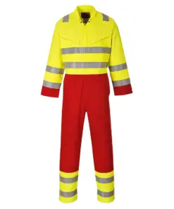 Portwest FR90 Bizflame Work Hi-Vis Contrast FR Coverall in Yellow
