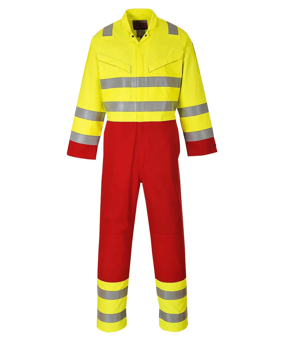 Portwest FR90 Bizflame Work Hi-Vis Contrast FR Coverall in Yellow