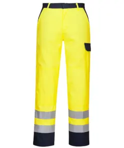 Portwest FR92 Bizflame Work Hi-Vis Contrast FR Trousers in Yellow