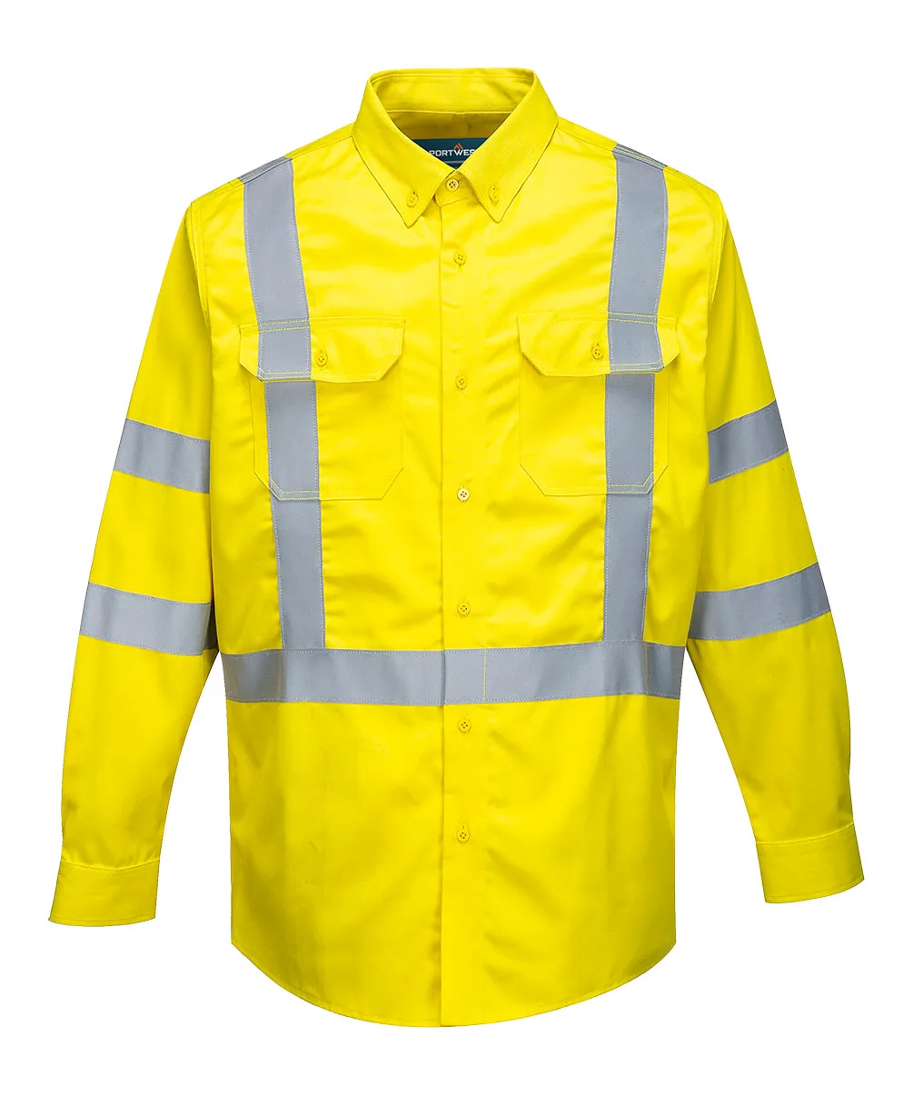 Portwest FR95 Bizflame 88/12 Hi-Vis FR Shirt in Yellow
