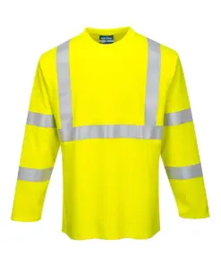 Portwest FR96 Modaflame Knit Hi-Vis FR Long Sleeve T-Shirt in Yellow