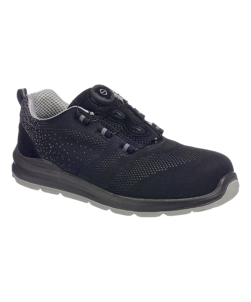 Portwest FT08 Composite Textile Wire Lace Trainer S1P SRC in Black/Grey