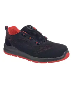 Portwest FT08 Composite Textile Wire Lace Trainer S1P SRC in Black/Red