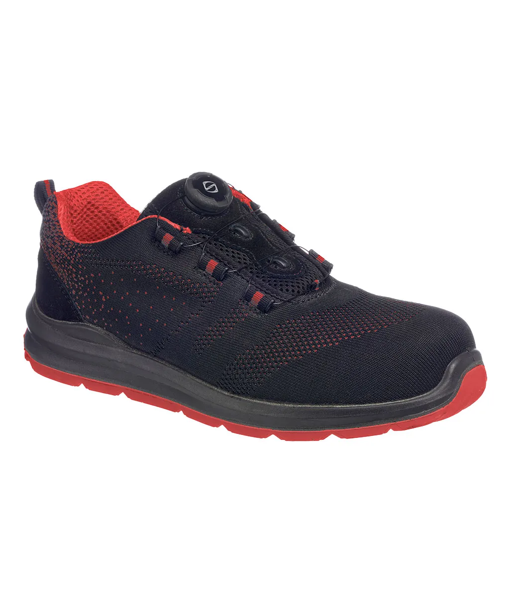 Portwest FT08 Composite Textile Wire Lace Trainer S1P SRC in Black/Red