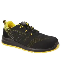 Portwest FT08 Composite Textile Wire Lace Trainer S1P SRC in Black/Yellow