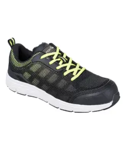 Portwest FT15 Steel Textile Trainer S1P FO SR in Black/Green