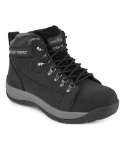 Portwest FW31 Steel Nubuck Leather Mid Boot SB HRO in Black