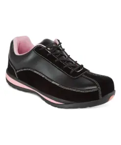 Portwest FW39 Steel Leather Trainer S1P HRO SR in Black/Pink