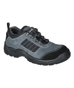 Portwest FW64 Steel Cow Suede Leather Low Shoe S1P SR in Black