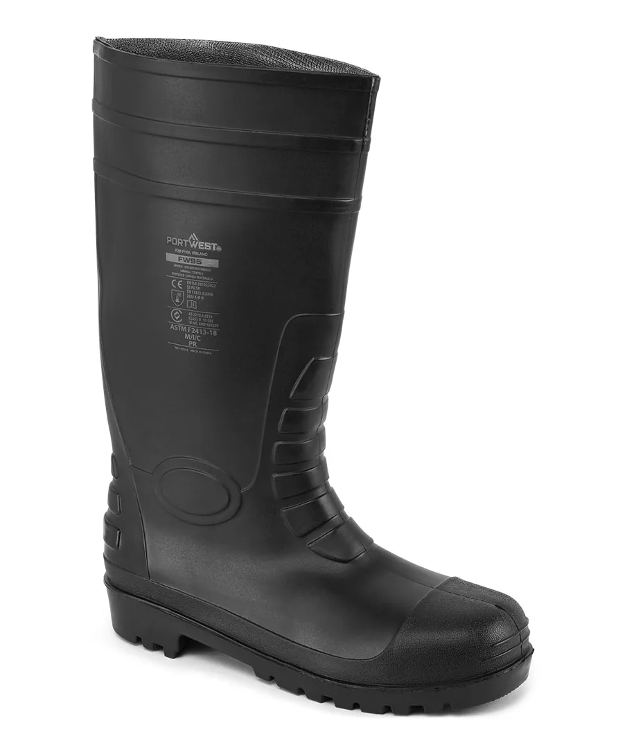 Portwest FW95 Steel PVC Wellington S5 FO in Black