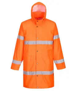 Portwest H442 Hi-Vis Rain Coat 100cm in Orange