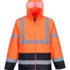 Portwest H443 Hi-Vis Contrast Classic Rain Jacket in Orange/Navy