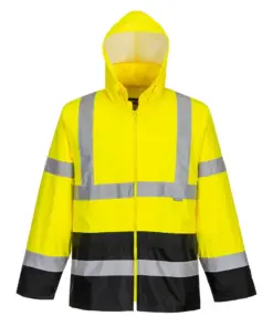 Portwest H443 Hi-Vis Contrast Classic Rain Jacket in Yellow/Black