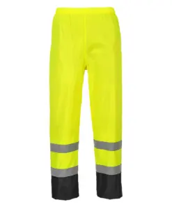 Portwest H444 Hi-Vis Contrast Classic Rain Trousers in Yellow/Black