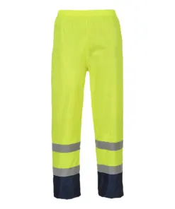 Portwest H444 Hi-Vis Contrast Classic Rain Trousers in Yellow/Navy