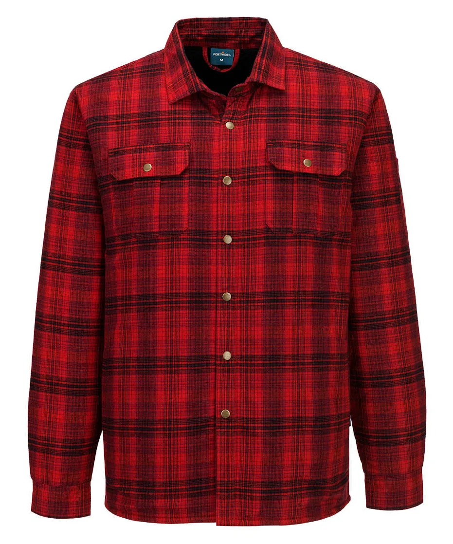 Portwest KA313 KA3 Sherpa Lined Check Shirt in Red