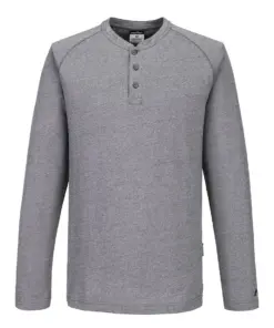 Portwest KA370 KA3 Henley T-Shirt Long Sleeve in Zoom Grey