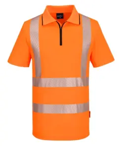 Portwest KX302 KX3 Sport Hi-Vis Zip Polo Shirt Short Sleeve in Orange