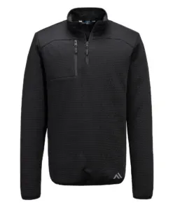 Portwest KX376 KX3 Sport Textured 1/4 Zip Sweatshirt in Black