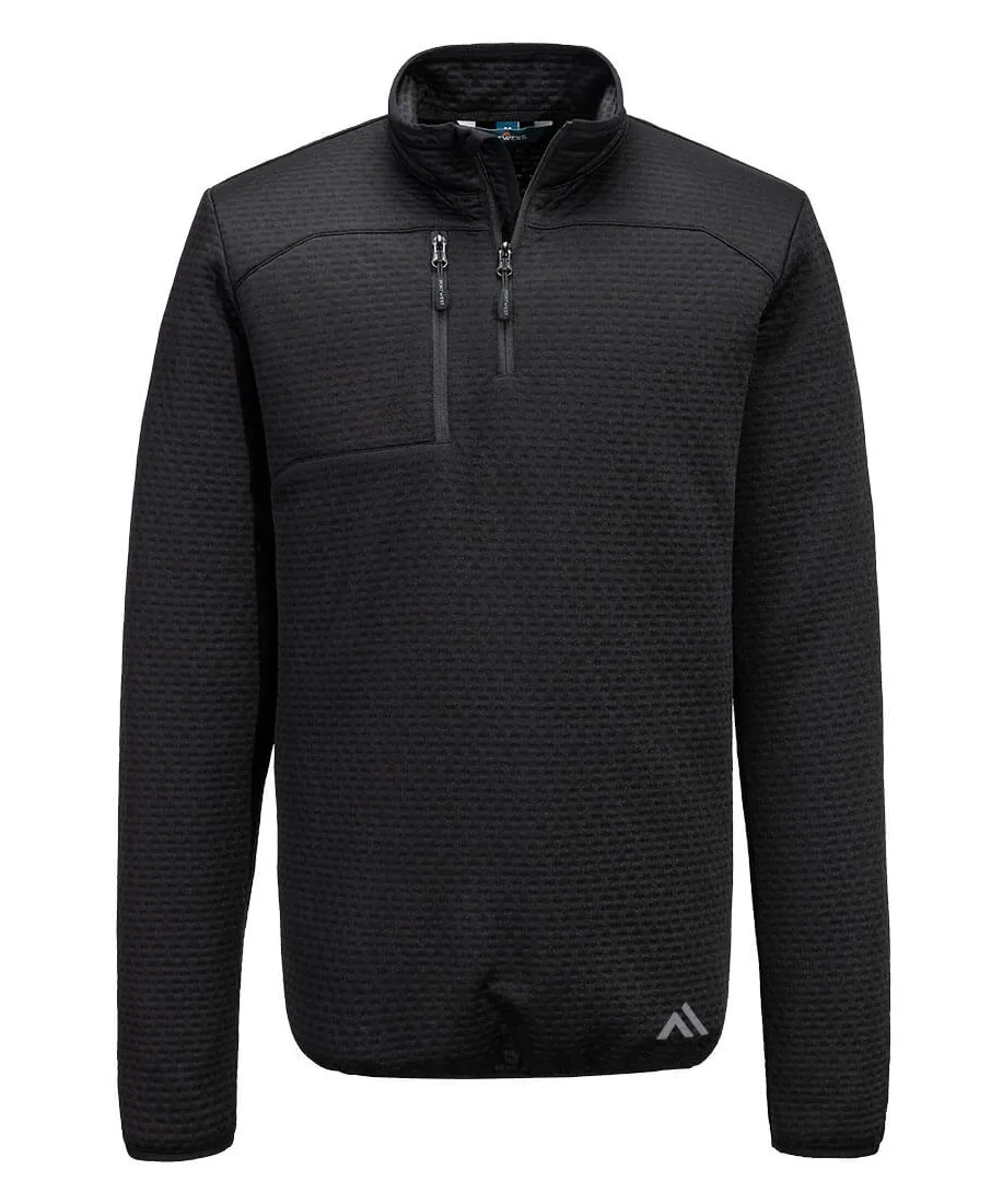 Portwest KX376 KX3 Sport Textured 1/4 Zip Sweatshirt in Black