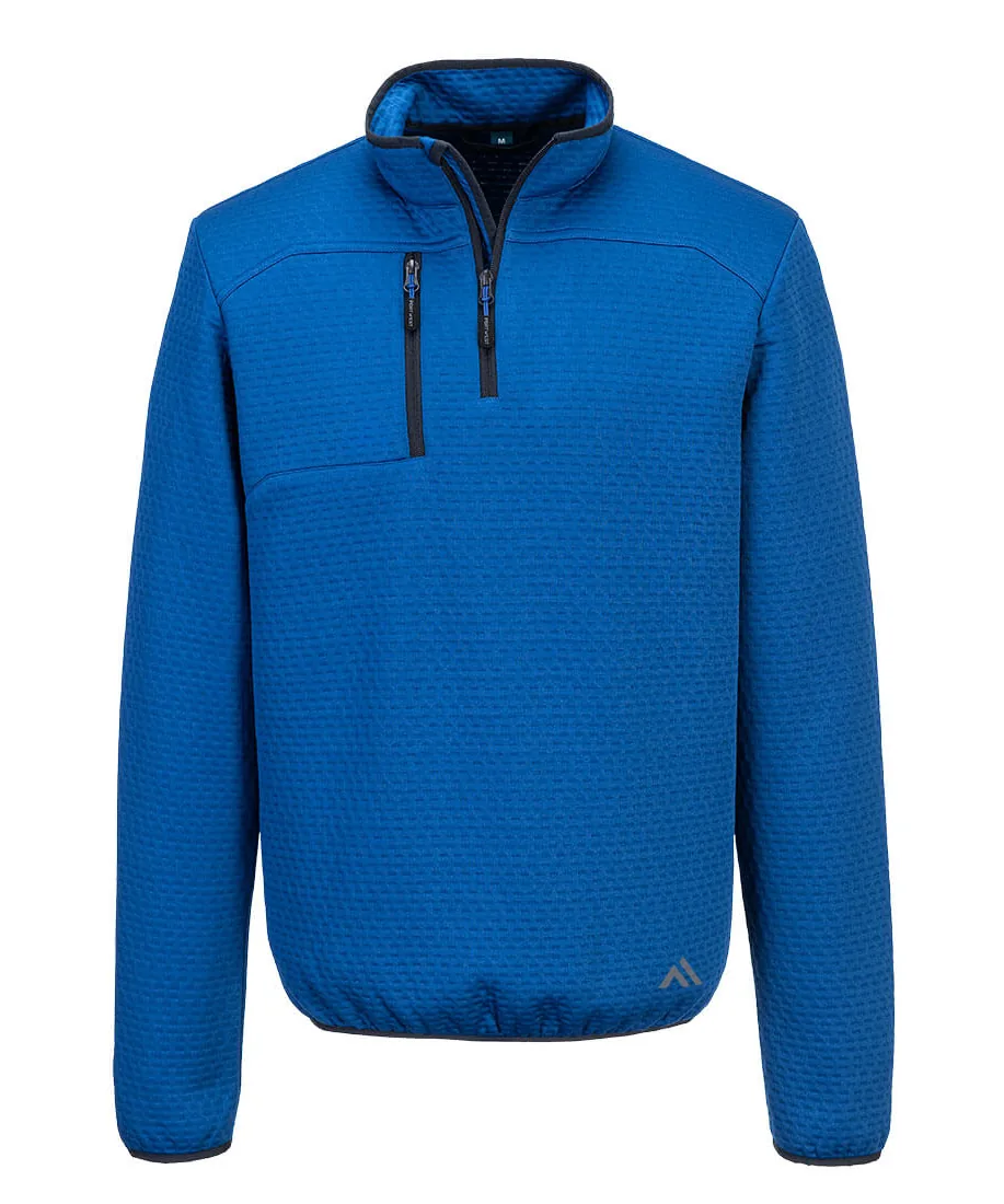 Portwest KX376 KX3 Sport Textured 1/4 Zip Sweatshirt in Quartz Blue