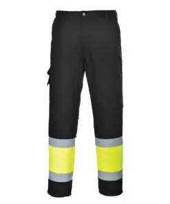 Portwest L049 Hi-Vis Lightweight Contrast Class 1 Service Trousers in Yellow/Black